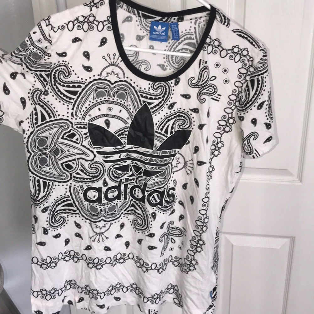 Adidas black and white paisley shirt